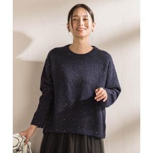ニット セーター スパンコールクルーネックニット「洗える」 レディース