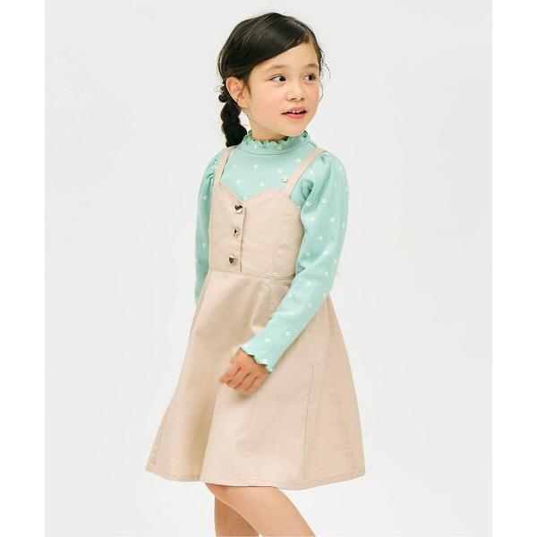 ジャンパースカート ハートボタンバックリボンジャンスカ キッズ 子供服 女の子