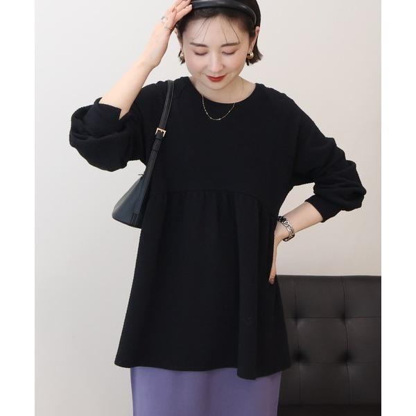 tシャツ フクレジャガードペプラムプルオーバー レディース