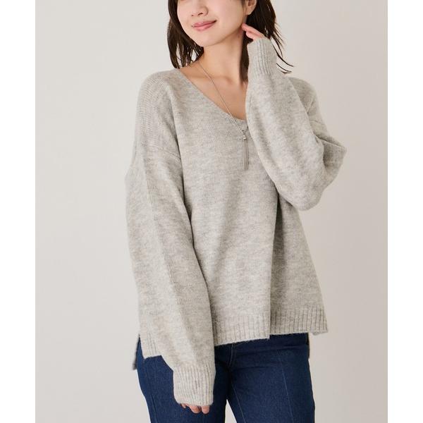 tシャツ ヤクライクVネックニットプルオーバー レディース