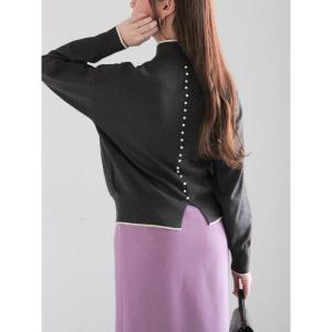 ニット セーター バックパールニット レディース