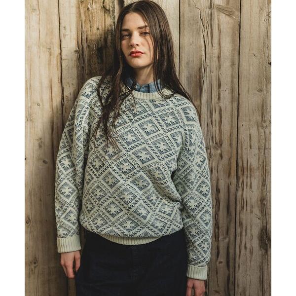 セーター ニット Crew Double Jacquard Indigo Yarn メンズ