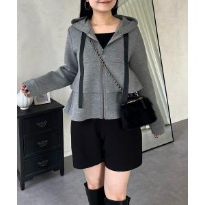 パーカー ティアードフリルボンディングペプラムパーカー レディース