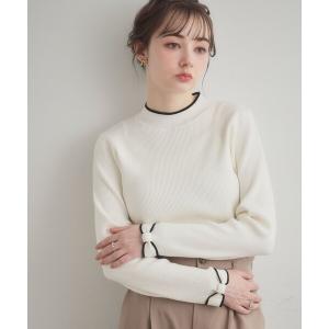 ニット セーター 「洗える・着映え」袖リボン リブニット レディース