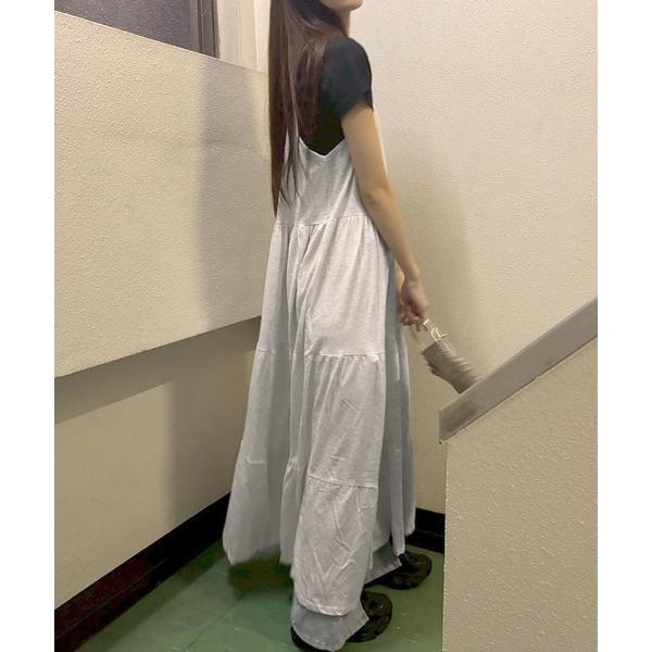 ワンピース ティアードキャミソールロングワンピース