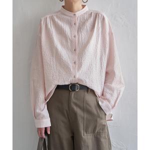 ブラウス シャツ オーガニックコットンバンドカラーシャツ レディース