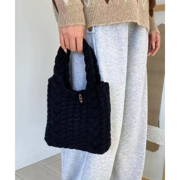 ハンドバッグ ケーブルニットハンドバッグ