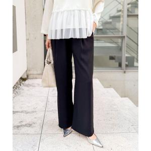 パンツ 「セットアップ対応」ウォッシャブルストレッチジョーゼットイージーワイドパンツ レディース