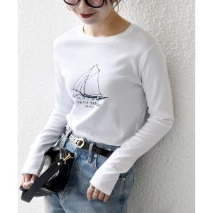 tシャツ 「SHIPS any別注」PETIT BATEAU: プリント ロン TEE レディース