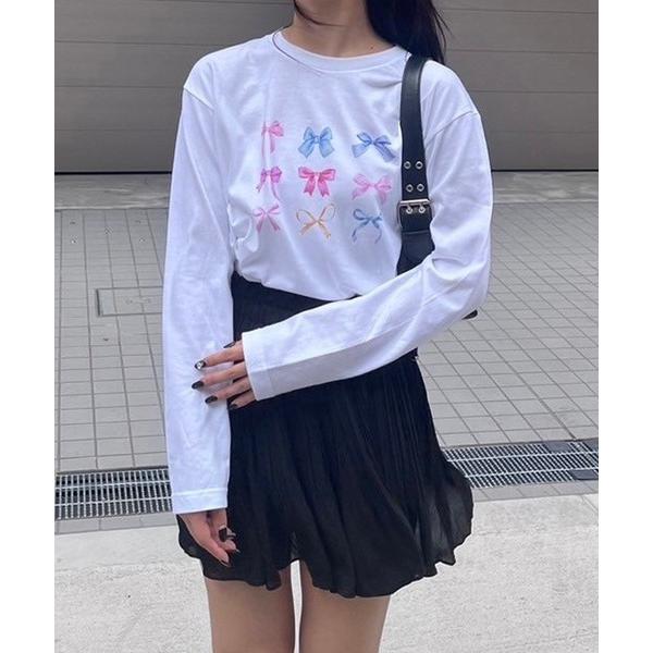 tシャツ リボンガーリーロンT／長袖Tシャツ レディース