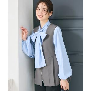 ベスト ジレ 入学式 タックペプラムベスト| セレモニー オフィス ママスーツ フォーマルウェア 卒業式 レディース