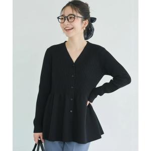 カーディガン ペプラムニットチュニックカーディガン レディース