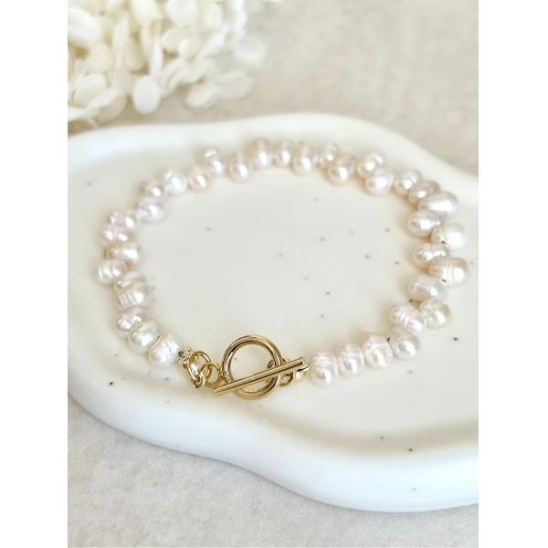 ブレスレット 「SOARM」華やかフリル淡水パールブレスレット「ニッケルフリー」／アンチターニッシュ...