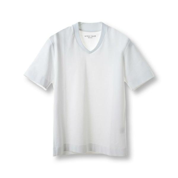 tシャツ 「ACTIVE TAILOR/アクティブテイラー」シルケットスムースVネックTシャツ「接触...