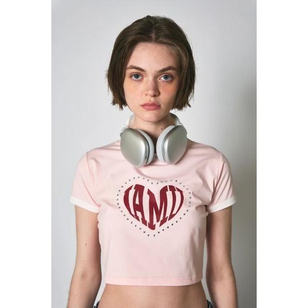 tシャツ 半袖 「IAMU」Bicolor Mini Tee（Pink） レディース メンズ
