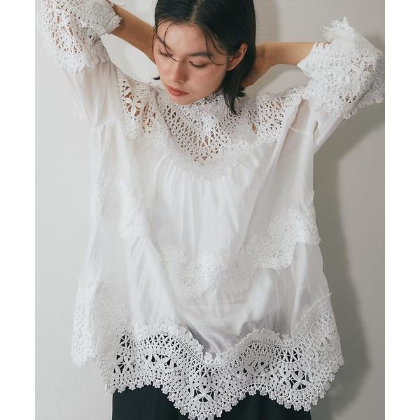 ブラウス シャツ シアーレースブラウス レディース