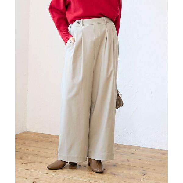 パンツ 「吸湿/発熱」裏起毛ツータックパンツ レディース