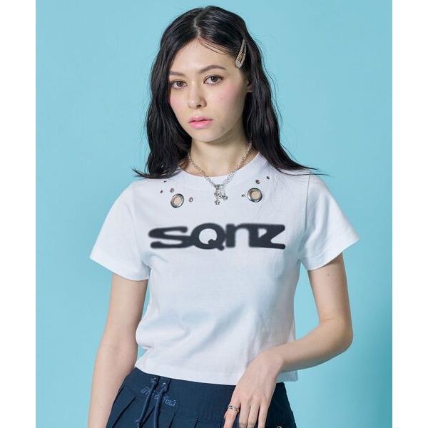 tシャツ 半袖 WEB限定 / アイレット / ぼかしロゴ半袖ピチT / sqnz eyelet b...