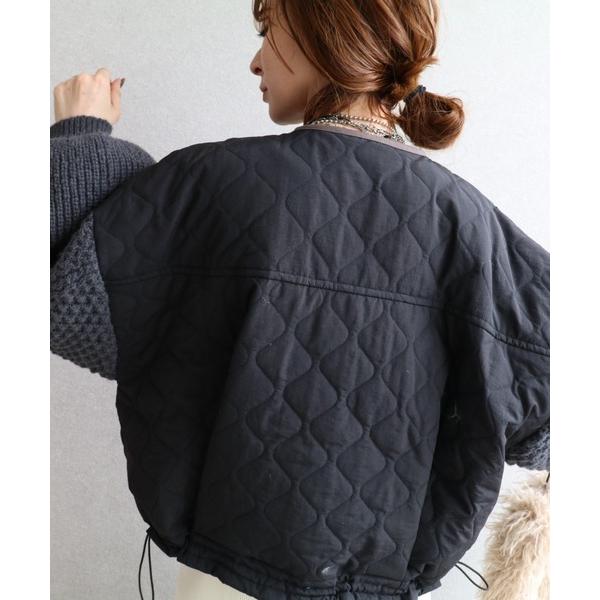 ブルゾン アウター クロップドキルティングブルゾン ニットアウター レディース