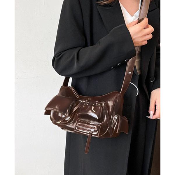 ショルダーバッグ バッグ PU ポケットデザインショルダーバッグ レディース