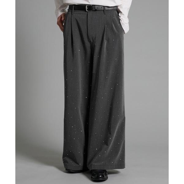 スラックス 「VELNUS」Rhinestone 2-tuck wide slacks /ラインスト...