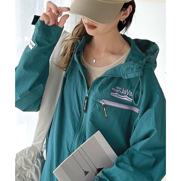 「Java」 ナイロンブルゾン LARGE グリーン レディース