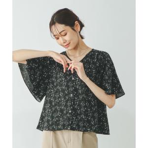 「GLOBAL WORK」 半袖ブラウス MEDIUM ブラック レディース