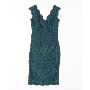 「Tadashi Shoji  」 レースノースリーブワンピース 2 グリーン レディース