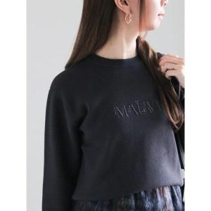 ニット セーター パール＆ウレタン刺繍ロゴニット レディース