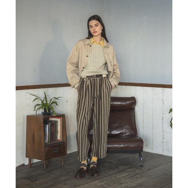 パンツ 2 Pleats Relax Trousers Indian Oxford Stripe メ...