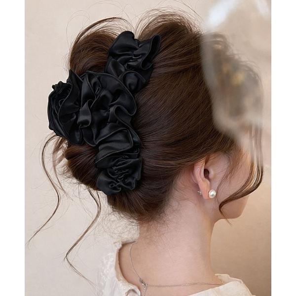 ヘアクリップ 「 Port / ポート 」 ブラックシリーズ ビッグ リボン バンスクリップ