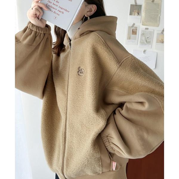 「Java」 ジップアップパーカー X-LARGE ベージュ レディース