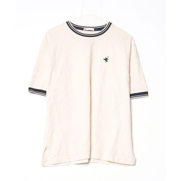 「Java」 ワンポイント半袖Tシャツ M ベージュ レディース