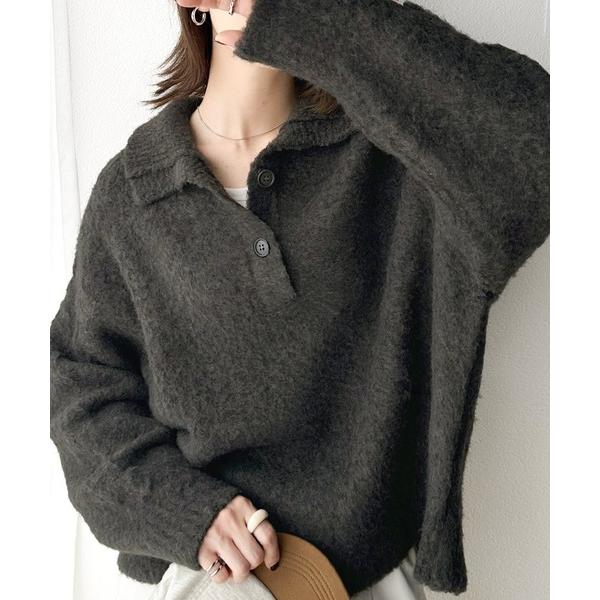 「Java」 長袖ニット LARGE チャコールグレー レディース