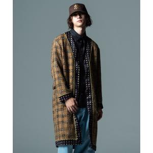 「glamb」 ノーカラーコート M オレンジ メンズ