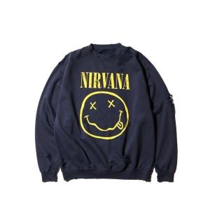 トレーナー スウェット THRIFTY LOOK / スリフティールック WORN-OUT BAND CREW SWEAT 'NIRVANA' ダメー