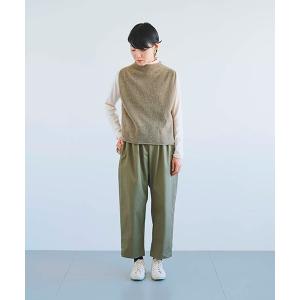 D パンツ コットンリネン オックスストレッチパンツ レディース