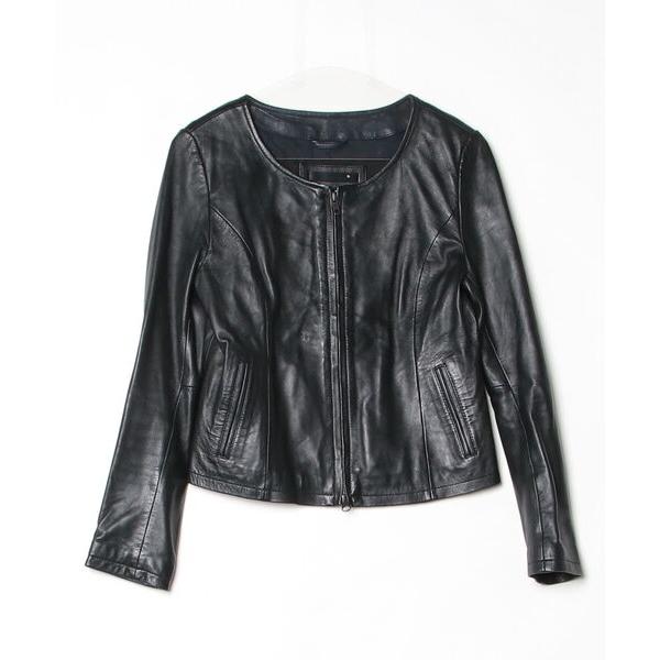 「Liugoo Leathers」 レザーブルゾン 1 ブラック レディース