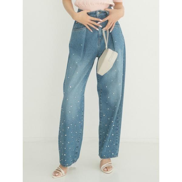 「LILY BROWN」 デニムパンツ 1 ブルー レディース