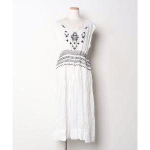 「nesessaire」 半袖ワンピース 38 ホワイト レディース