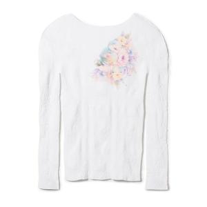 ニット セーター 「ノーソーイングニット」フラワーブーケプリントニットトップ レディース