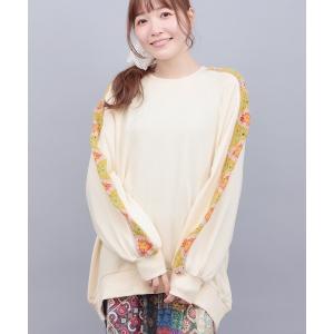 トレーナー スウェット クロシェラインスリーブプルオーバー レディース