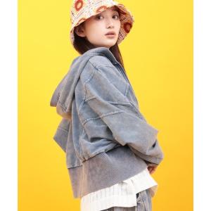 パーカー Orale! 裏毛ケミカル切替ジップパーカー レディース