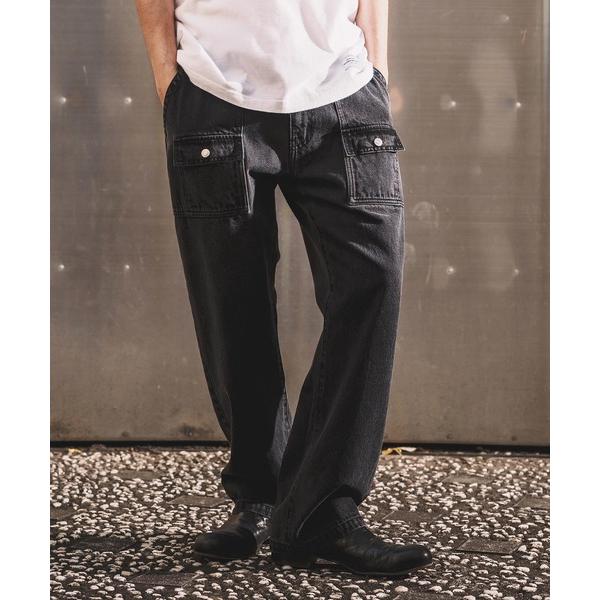 ジーンズ mp14449-AGING BLACK DENIM BUSH PANTS ブラックデニムブ...
