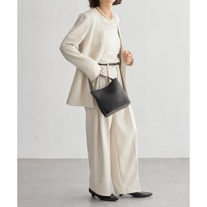 セットアップ 「セレモニー/オケージョン対応」「2点セット」Vネックノーカラージャケット+ワイドストレートパンツ「サスティナブル」 レディース