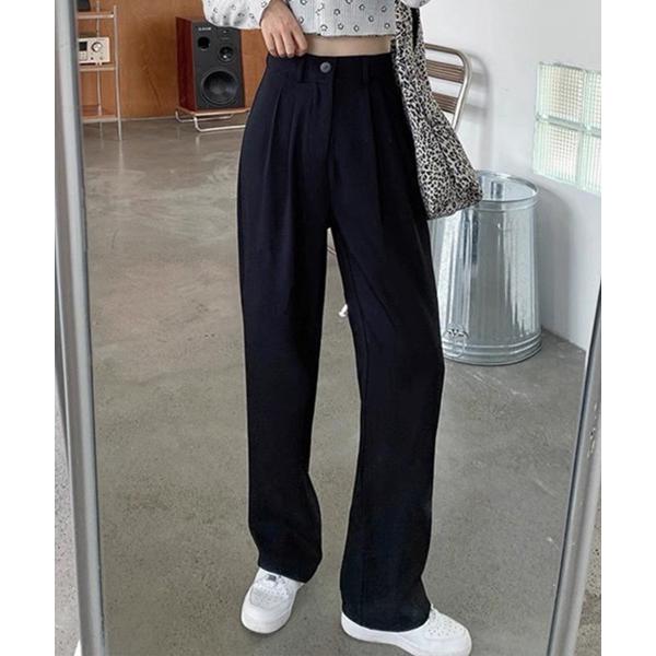 スラックス パンツ ストレートタックスラックスパンツ レディース