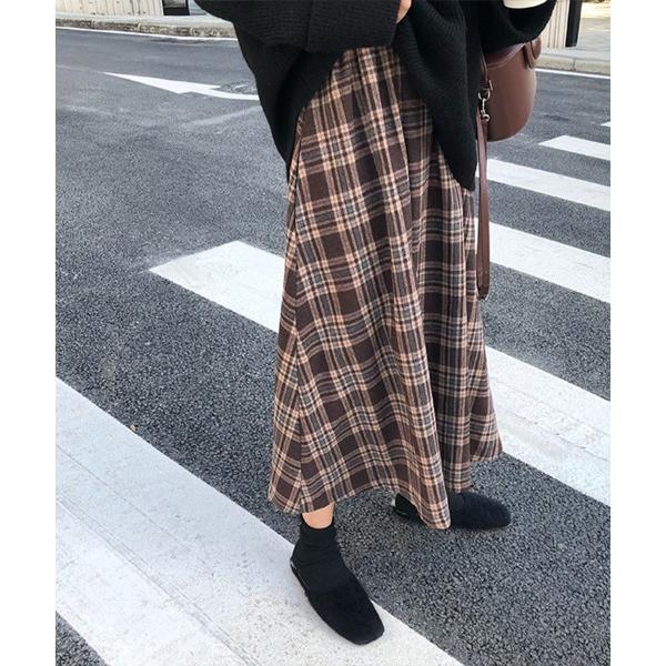 スカート フレアチェックスカート