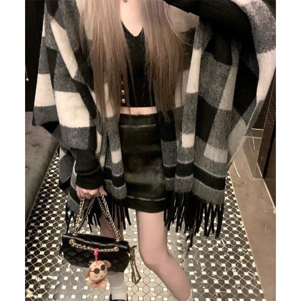 ストール マフラー 大判チェックストール レディース