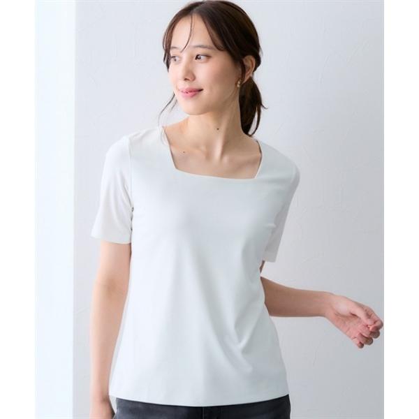 tシャツ （選べる２タイプ）透け対策シルケット加工ダブルフロント半袖トップス「大きいサイズ有」 レデ...