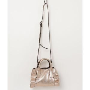 ショルダーバッグ バッグ 「RIPANI/リパーニ」牛革メタリック加工サイドフリルマイクロミニトート バッグ(小) レディース